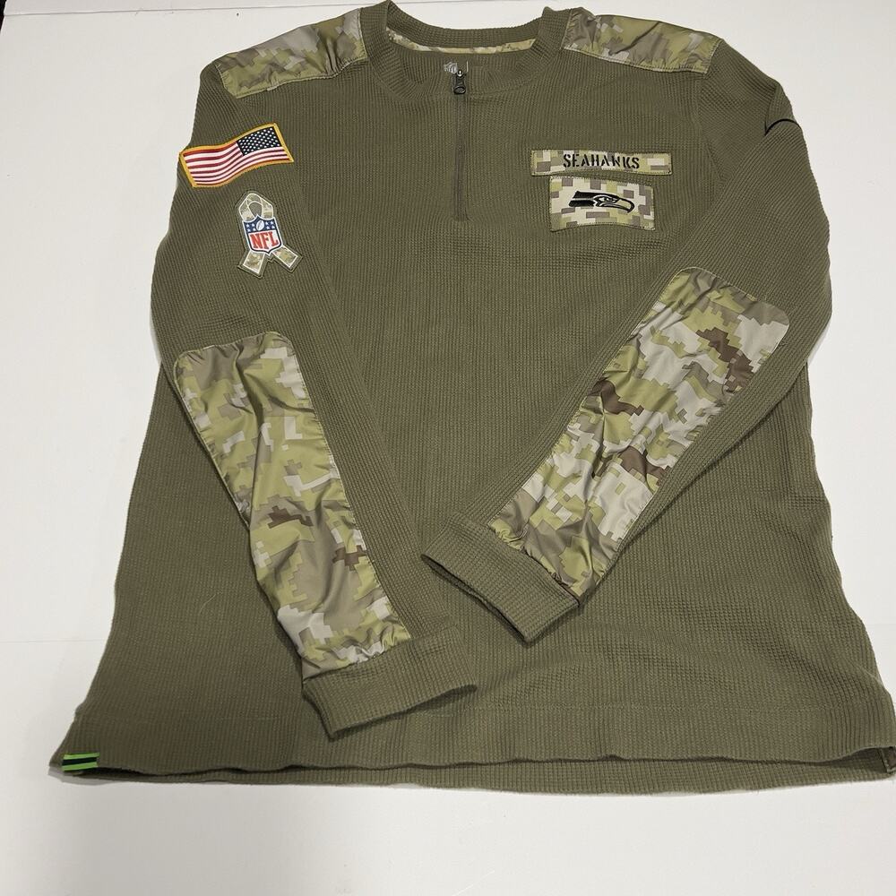 Nike Seattle Seahawks Salute To Service (2021) Henley Long Sleeve Thermal Medium